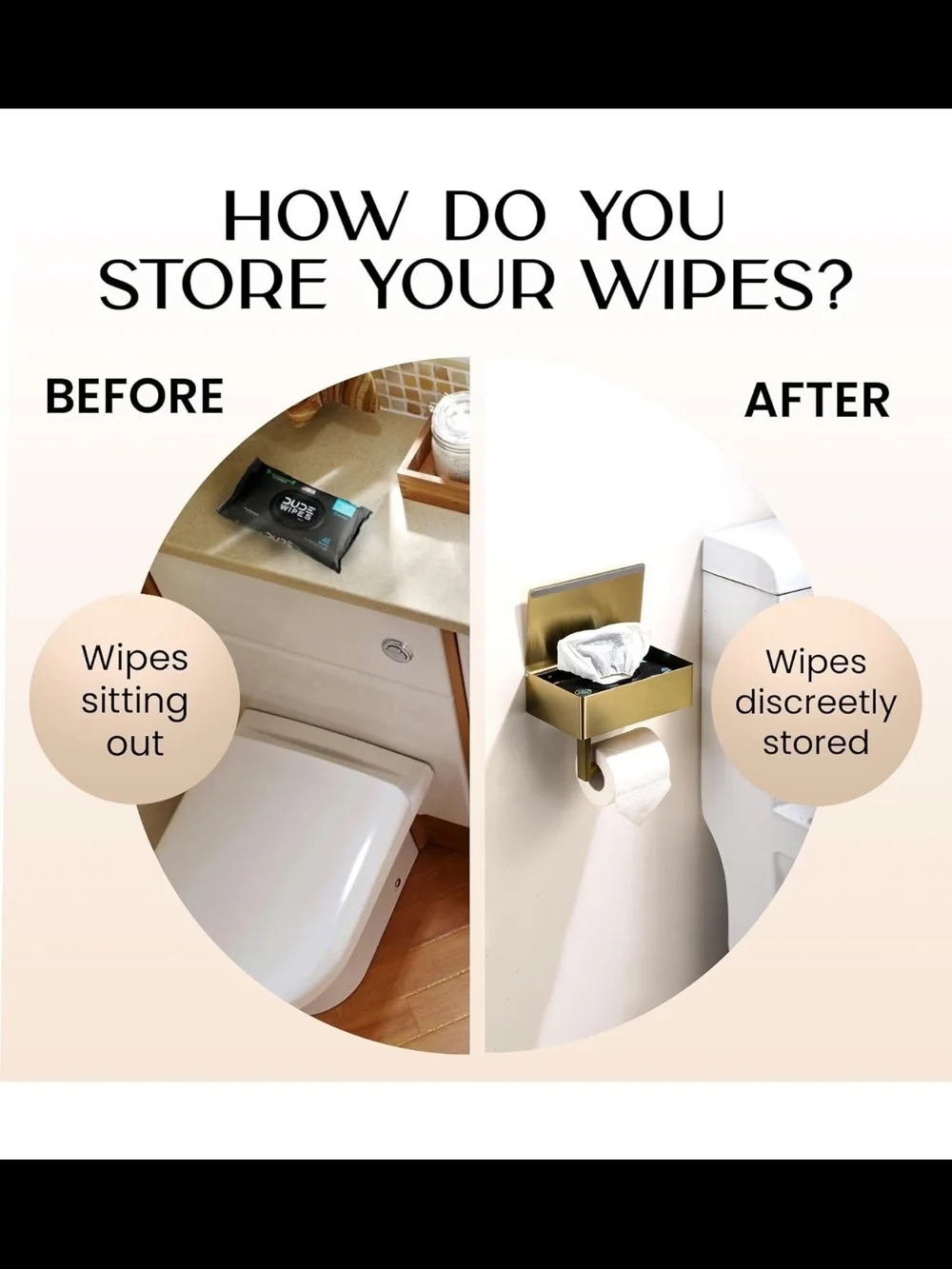 Day Moon Toilet Paper Holder with Shelf, Wipes/Fem Prod Storage Phone Shelf Gold